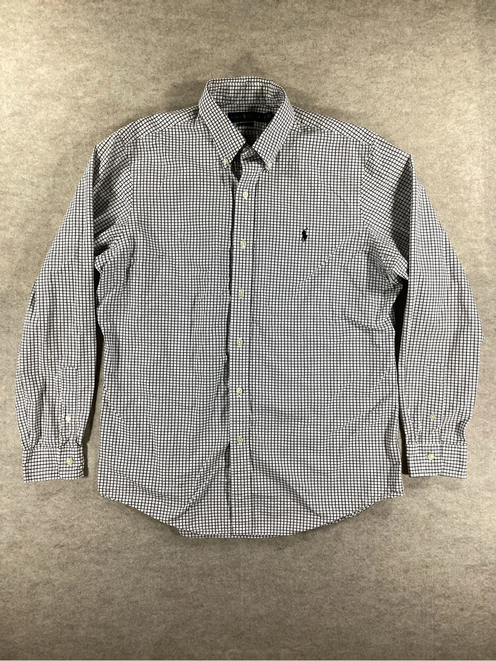 Ralph Lauren Blue & White Check Button-Down Dress Shirt